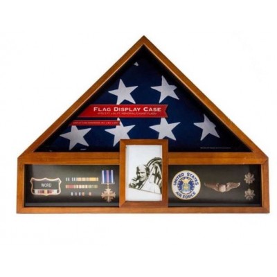 Oak 3 In 1 Flag Case USA Seller Free Shipping Flag Display Shadowbox New In Box   302306970790